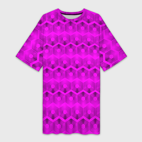 Платье-футболка 3D с принтом Геометрический узор цвета фуксия в Тюмени,  |  | Тематика изображения на принте: 