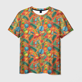 Мужская футболка 3D с принтом Летние каникулы микс   из паттерна в Кировске, 100% полиэфир | прямой крой, круглый вырез горловины, длина до линии бедер | 
