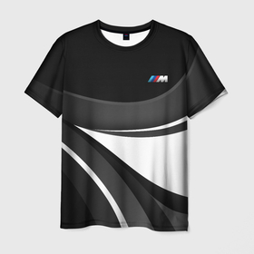 Мужская футболка 3D с принтом BMW M   монохромный в Петрозаводске, 100% полиэфир | прямой крой, круглый вырез горловины, длина до линии бедер | 