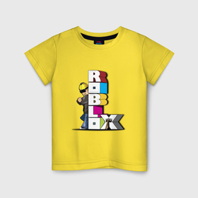 Детская футболка хлопок с принтом Roblox строитель free style в Екатеринбурге, 100% хлопок | круглый вырез горловины, полуприлегающий силуэт, длина до линии бедер | Тематика изображения на принте: 