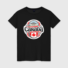 Женская футболка хлопок с принтом Canada country в Рязани, 100% хлопок | прямой крой, круглый вырез горловины, длина до линии бедер, слегка спущенное плечо | 