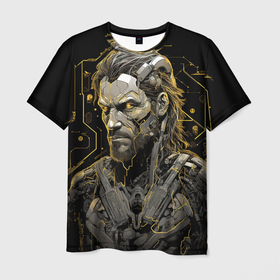 Мужская футболка 3D с принтом Venom Snake cyber Metal gear game в Белгороде, 100% полиэфир | прямой крой, круглый вырез горловины, длина до линии бедер | Тематика изображения на принте: 