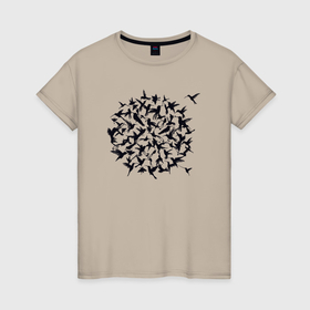 Женская футболка хлопок с принтом Птицы колибри в Курске, 100% хлопок | прямой крой, круглый вырез горловины, длина до линии бедер, слегка спущенное плечо | 