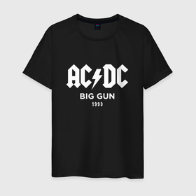 Мужская футболка хлопок с принтом AC DC   Big gun 1993 в Белгороде, 100% хлопок | прямой крой, круглый вырез горловины, длина до линии бедер, слегка спущенное плечо. | Тематика изображения на принте: 