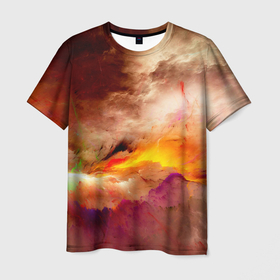 Мужская футболка 3D с принтом Разноцветный ураган в Тюмени, 100% полиэфир | прямой крой, круглый вырез горловины, длина до линии бедер | 