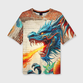 Женская футболка oversize 3D с принтом Пасть свирепого дракона   граффити в Белгороде,  |  | 