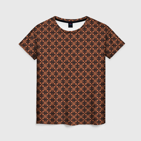 Женская футболка 3D с принтом Чёрно коричневый узорчатый в Екатеринбурге, 100% полиэфир ( синтетическое хлопкоподобное полотно) | прямой крой, круглый вырез горловины, длина до линии бедер | 