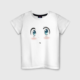 Детская футболка хлопок с принтом Большие глаза в стиле манга   little manga в Санкт-Петербурге, 100% хлопок | круглый вырез горловины, полуприлегающий силуэт, длина до линии бедер | 