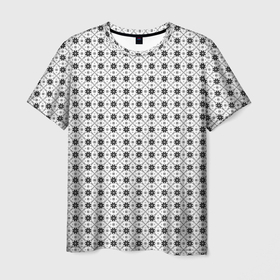 Мужская футболка 3D с принтом Чёрно белый орнамент в стиле норвежского узора в Белгороде, 100% полиэфир | прямой крой, круглый вырез горловины, длина до линии бедер | 