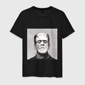 Мужская футболка хлопок с принтом Монстр Франкенштейна в Тюмени, 100% хлопок | прямой крой, круглый вырез горловины, длина до линии бедер, слегка спущенное плечо. | 
