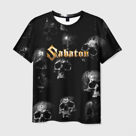 Мужская футболка 3D с принтом Sabaton   logo rock group в Новосибирске, 100% полиэфир | прямой крой, круглый вырез горловины, длина до линии бедер | 
