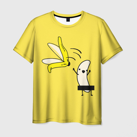 Мужская футболка 3D с принтом Банановый стриптиз в Белгороде, 100% полиэфир | прямой крой, круглый вырез горловины, длина до линии бедер | Тематика изображения на принте: 