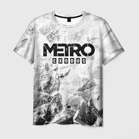 Мужская футболка 3D с принтом Metro Exodus white graphite в Кировске, 100% полиэфир | прямой крой, круглый вырез горловины, длина до линии бедер | Тематика изображения на принте: 