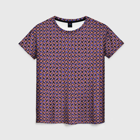 Женская футболка 3D с принтом Фиолетово коричневые волнистые линии в Екатеринбурге, 100% полиэфир ( синтетическое хлопкоподобное полотно) | прямой крой, круглый вырез горловины, длина до линии бедер | Тематика изображения на принте: 