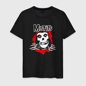 Мужская футболка хлопок с принтом Misfits rock в Санкт-Петербурге, 100% хлопок | прямой крой, круглый вырез горловины, длина до линии бедер, слегка спущенное плечо. | Тематика изображения на принте: 