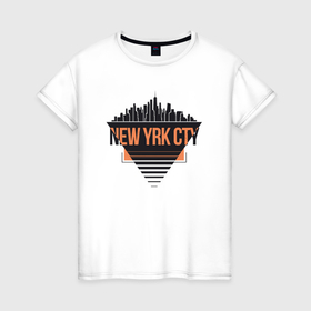 Женская футболка хлопок с принтом City New York в Белгороде, 100% хлопок | прямой крой, круглый вырез горловины, длина до линии бедер, слегка спущенное плечо | 