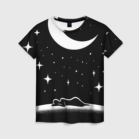 Женская футболка 3D с принтом Космический сон   нейросеть в Кировске, 100% полиэфир ( синтетическое хлопкоподобное полотно) | прямой крой, круглый вырез горловины, длина до линии бедер | 