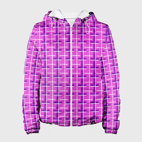 Женская куртка 3D с принтом Фиолетовые полосы в Кировске, ткань верха — 100% полиэстер, подклад — флис | прямой крой, подол и капюшон оформлены резинкой с фиксаторами, два кармана без застежек по бокам, один большой потайной карман на груди. Карман на груди застегивается на липучку | 
