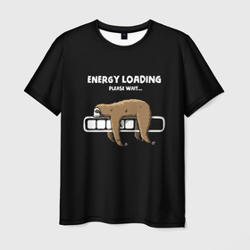 Мужская футболка 3D с принтом Energy loading   please wait в Белгороде, 100% полиэфир | прямой крой, круглый вырез горловины, длина до линии бедер | Тематика изображения на принте: 