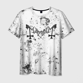Мужская футболка 3D с принтом Mayhem dirty ice в Петрозаводске, 100% полиэфир | прямой крой, круглый вырез горловины, длина до линии бедер | 