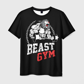 Мужская футболка 3D с принтом The best gym   lion в Екатеринбурге, 100% полиэфир | прямой крой, круглый вырез горловины, длина до линии бедер | 