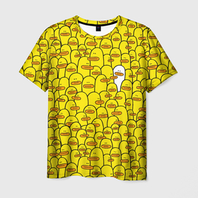 Мужская футболка 3D с принтом Прикольные жёлтые утята в Новосибирске, 100% полиэфир | прямой крой, круглый вырез горловины, длина до линии бедер | 