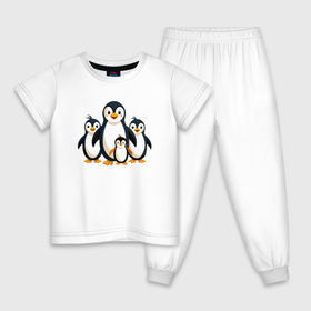 Детская пижама хлопок с принтом Семья пингвинов в Тюмени, 100% хлопок |  брюки и футболка прямого кроя, без карманов, на брюках мягкая резинка на поясе и по низу штанин
 | Тематика изображения на принте: 