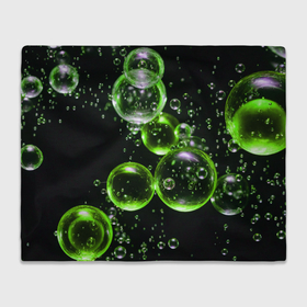 Плед 3D с принтом Зеленые пузыри на черном в Екатеринбурге, 100% полиэстер | закругленные углы, все края обработаны. Ткань не мнется и не растягивается | 