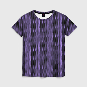 Женская футболка 3D с принтом Чёрно фиолетовый текстурированный узор в Санкт-Петербурге, 100% полиэфир ( синтетическое хлопкоподобное полотно) | прямой крой, круглый вырез горловины, длина до линии бедер | 