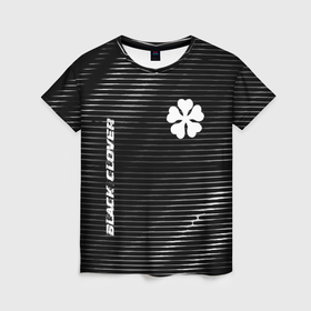 Женская футболка 3D с принтом Black Clover metal anime lines в Тюмени, 100% полиэфир ( синтетическое хлопкоподобное полотно) | прямой крой, круглый вырез горловины, длина до линии бедер | 