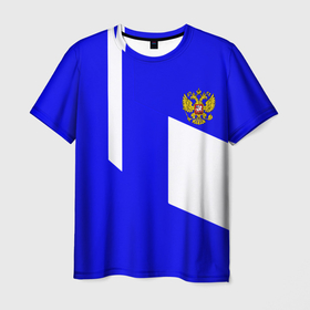 Мужская футболка 3D с принтом Россия спортивный стиль в Екатеринбурге, 100% полиэфир | прямой крой, круглый вырез горловины, длина до линии бедер | 