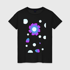 Женская футболка хлопок с принтом Цветок и пузыри в Екатеринбурге, 100% хлопок | прямой крой, круглый вырез горловины, длина до линии бедер, слегка спущенное плечо | 