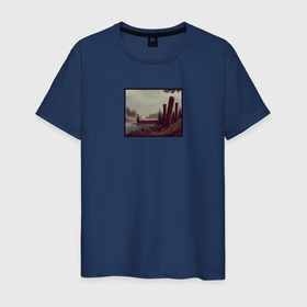 Мужская футболка хлопок с принтом Корабль викингов в Петрозаводске, 100% хлопок | прямой крой, круглый вырез горловины, длина до линии бедер, слегка спущенное плечо. | Тематика изображения на принте: 