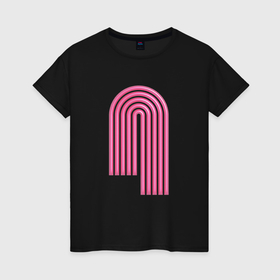 Женская футболка хлопок с принтом Розовый орнамент , 100% хлопок | прямой крой, круглый вырез горловины, длина до линии бедер, слегка спущенное плечо | 
