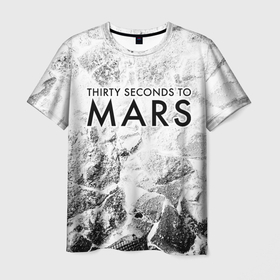 Мужская футболка 3D с принтом Thirty Seconds to Mars white graphite в Санкт-Петербурге, 100% полиэфир | прямой крой, круглый вырез горловины, длина до линии бедер | 