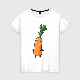 Женская футболка хлопок с принтом Funny carrot в Петрозаводске, 100% хлопок | прямой крой, круглый вырез горловины, длина до линии бедер, слегка спущенное плечо | 