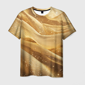 Мужская футболка 3D с принтом Золотистая текстура с блестками в Санкт-Петербурге, 100% полиэфир | прямой крой, круглый вырез горловины, длина до линии бедер | Тематика изображения на принте: 
