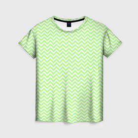 Женская футболка 3D с принтом Светло зелёный ломаные полосы в Кировске, 100% полиэфир ( синтетическое хлопкоподобное полотно) | прямой крой, круглый вырез горловины, длина до линии бедер | 