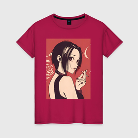 Женская футболка хлопок с принтом Нана Осаки Вокалистка в Курске, 100% хлопок | прямой крой, круглый вырез горловины, длина до линии бедер, слегка спущенное плечо | 