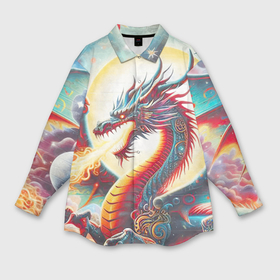 Женская рубашка oversize 3D с принтом Сказочный дракон   граффити нейросеть ,  |  | 