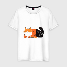 Мужская футболка хлопок с принтом Китай анимэ кот в Кировске, 100% хлопок | прямой крой, круглый вырез горловины, длина до линии бедер, слегка спущенное плечо. | Тематика изображения на принте: 