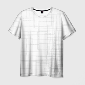 Мужская футболка 3D с принтом Паттерн абстракция хаотичная клетка   crazy squares в Санкт-Петербурге, 100% полиэфир | прямой крой, круглый вырез горловины, длина до линии бедер | 