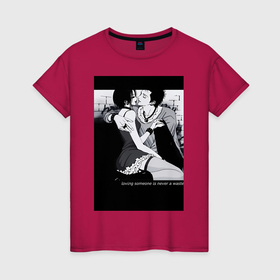 Женская футболка хлопок с принтом Нана Осаки Вокалистка панк группы в Тюмени, 100% хлопок | прямой крой, круглый вырез горловины, длина до линии бедер, слегка спущенное плечо | 