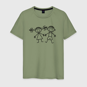 Мужская футболка хлопок с принтом Рисунок дружба в Екатеринбурге, 100% хлопок | прямой крой, круглый вырез горловины, длина до линии бедер, слегка спущенное плечо. | 