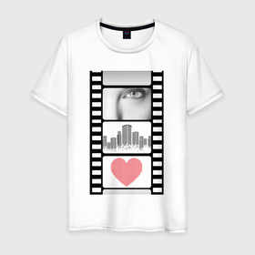 Мужская футболка хлопок с принтом Пиксели кинопленка город в Курске, 100% хлопок | прямой крой, круглый вырез горловины, длина до линии бедер, слегка спущенное плечо. | 
