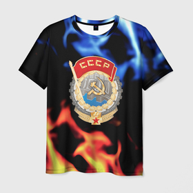 Мужская футболка 3D с принтом СССР битва огней в Новосибирске, 100% полиэфир | прямой крой, круглый вырез горловины, длина до линии бедер | 