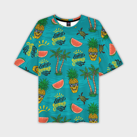 Мужская футболка oversize 3D с принтом Enjoy summer pattern   pineapple в Новосибирске,  |  | Тематика изображения на принте: 