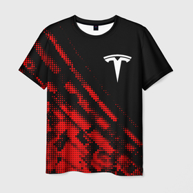 Мужская футболка 3D с принтом Tesla sport grunge в Петрозаводске, 100% полиэфир | прямой крой, круглый вырез горловины, длина до линии бедер | Тематика изображения на принте: 