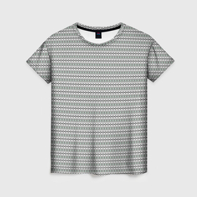 Женская футболка 3D с принтом Бело голубой мелкий узор в Петрозаводске, 100% полиэфир ( синтетическое хлопкоподобное полотно) | прямой крой, круглый вырез горловины, длина до линии бедер | 