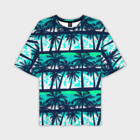 Мужская футболка oversize 3D с принтом Тропический франжипани с пальмами ,  |  | 